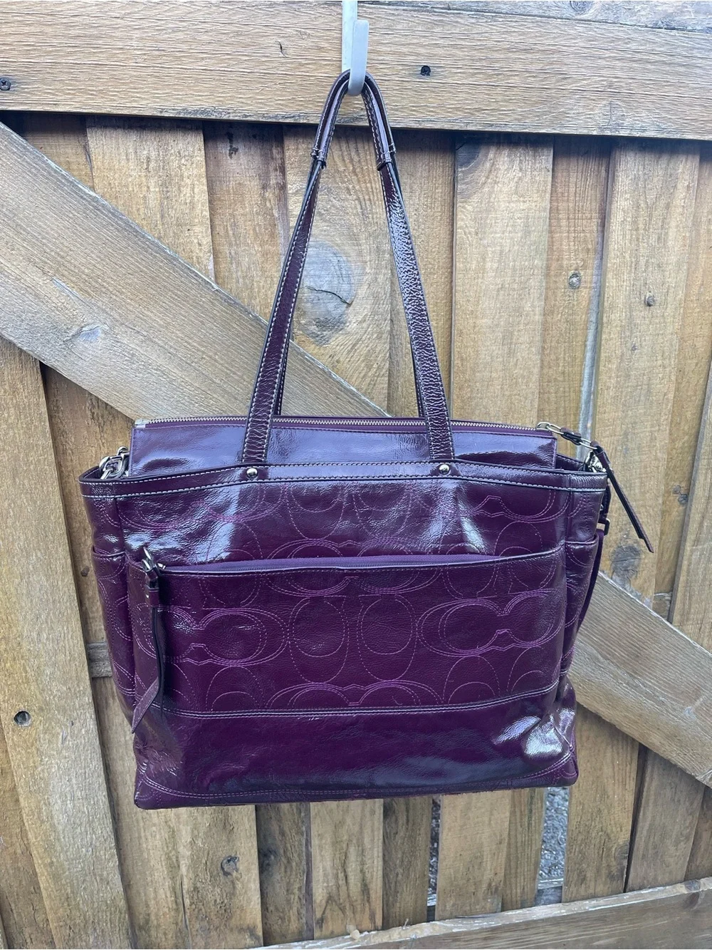 Coach F19256 XL multi function tote/diaper bag Plum